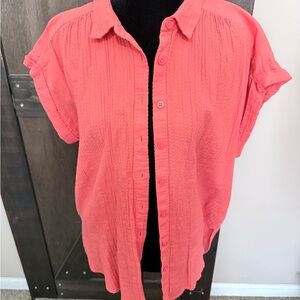 LOFT Coral Button-Down Shirt